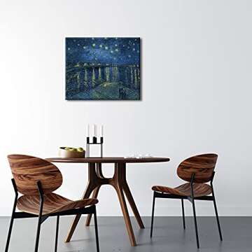 Wieco Art Starry Night Over the Rhone by Van Gogh Classic Oil Paintings Reproduction Modern Seascape Giclee Canvas Prints Artwork on Canvas Wall Art Ready to Hang for Living Room Home Decorations