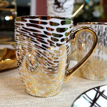 Matrix Gold-Plated Coffee Mug Set - Luxury Design