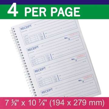 Professional Two Part Money and Rent Receipt Book - Carbonless Spiral Bound