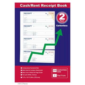 Money and Rent Receipt Book - Carbonless Copies