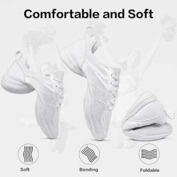 Smapavic Cheer Shoes for Youth Girls White Cheerleading Athletic Dance Shoes Tennis Sneakers for Competition Sport Training