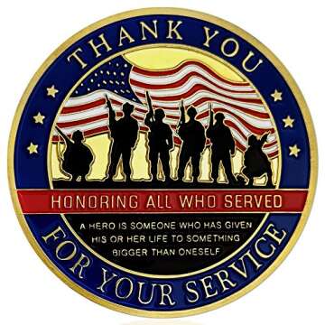 Military Veterans Challenge Coin Thank You for Your Service Appreciation Gift