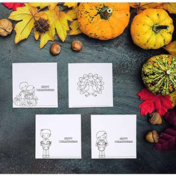 Color Your Own Thanksgiving Place Cards for Kids 100 Pack Happy Harvest Coloring Activity Paper Table Name Place Card Autumn Turkey Pumpkin for Wedding Dinner Setting Children Fall Crafts Party Decor