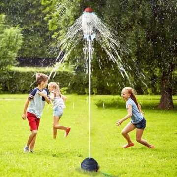 Flexyony Rocket Sprinklers Toys Water Splash Rocket Outdoor Water Play for Kids Rocket Sprinklers Toy Water Blaster Rockets Summer Garden Lawns Water Toys Spray for Kids 3 Years and Up (Gray)