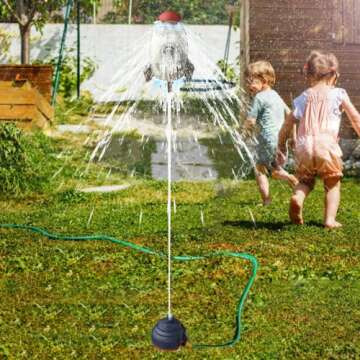 Flexyony Rocket Sprinklers Toys Water Splash Rocket Outdoor Water Play for Kids Rocket Sprinklers Toy Water Blaster Rockets Summer Garden Lawns Water Toys Spray for Kids 3 Years and Up (Gray)