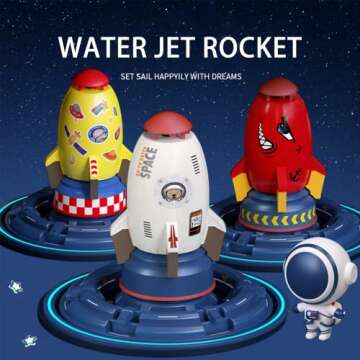 Flexyony Rocket Sprinklers Toys Water Splash Rocket Outdoor Water Play for Kids Rocket Sprinklers Toy Water Blaster Rockets Summer Garden Lawns Water Toys Spray for Kids 3 Years and Up (Gray)