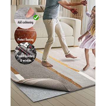 Non Slip Rug Pad Gripper - 3x5 Feet 1/4” Extra Thick Felt Under Rug for Area Rugs and Hardwood Floors,Super Cushioned Non Skid Carpet Padding