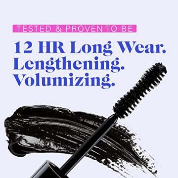 PYT Beauty 12 Hour Longwear, Lengthening and Volumizing Black Mascara, Hypoallergenic, Vegan Makeup, 1 Count