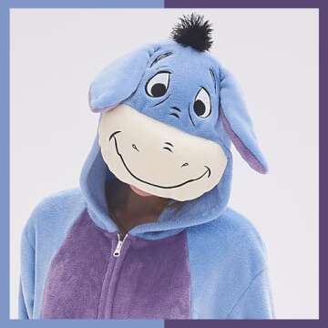 GONAAP Unisex Adult Eeyore Onesie Pajamas Animal One Piece Costume Cosplay Sleepwear (Eeyore, Small)