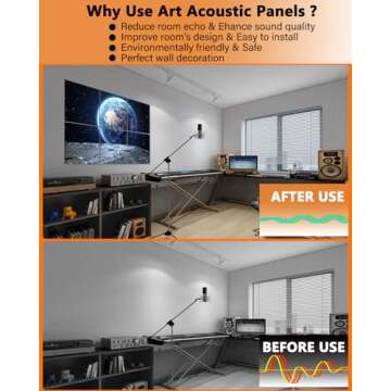 BUBOS Art Acoustic Panels,72“x48”inch Premium Acoustical wall panel,Adhesive Included, Decorative Sound Absorbing Panel for walls, Studio Acoustic Treatment. Soundproof wall panel,6 Pack,Earth