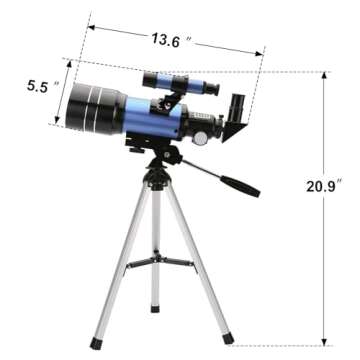 ToyerBee Telescope for Adults & Kids, 70mm Aperture (15X-150X) Portable Refractor Telescopes for Astronomy Beginners, 300mm Professional Travel Telescope with A Phone Adapter& A Wireless Remote