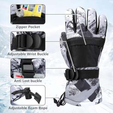 Ski Gloves, Warmest Waterproof and Breathable Snow Gloves for Cold Weather, Fits Both Men & Women,for Parent Child Outdoor