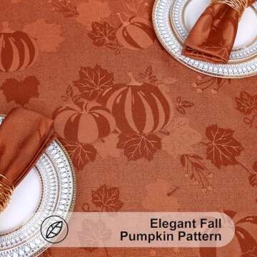 Smiry Thanksgiving Tablecloth 52x52 in Terracotta