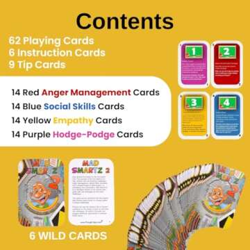 Thought-Spot MAD SMARTZ 2: an Interpersonal Skills Card Game for Anger & Emotion Management, Social Skills; Top Educational Learning Resource for Kids & Adults; Fun for School and Therapy; CBT