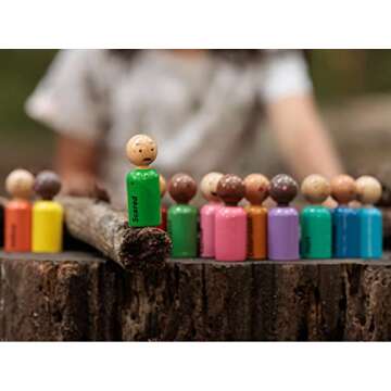 My Felt Story Set of 12 - Rainbow Wooden Peg Dolls with Emotions | Multicultural Skin Tone Figures | Sensory Autism Toys for Toddlers, Early Education, Social Emotional Therapeutic Learning