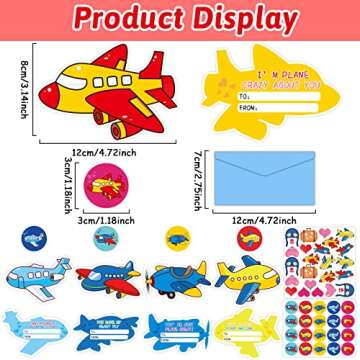 123 Pcs Valentines Day Cards Kit for Kids and Mailbox for Classroom Exchange, Valentines Airplane Party Favors with Envelopes Stickers Fun Activities Decorations for Child Teacher Classroom