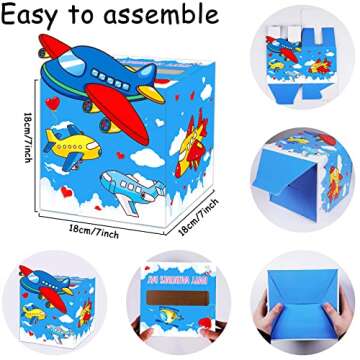 123 Pcs Valentines Day Cards Kit for Kids and Mailbox for Classroom Exchange, Valentines Airplane Party Favors with Envelopes Stickers Fun Activities Decorations for Child Teacher Classroom