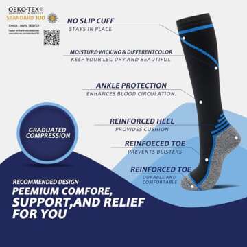 8 Pairs of 20-30 mmHg Compression Socks for Comfort