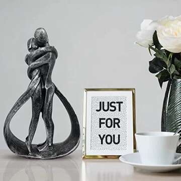 shinesorc Resin Couple Modern Sculptures Romantic Gift for Weddings Valentine's Day and Anniversaries Decoration Figurine for Girlfriend, Bridal Shower, Engagement (Classic Retro Color)