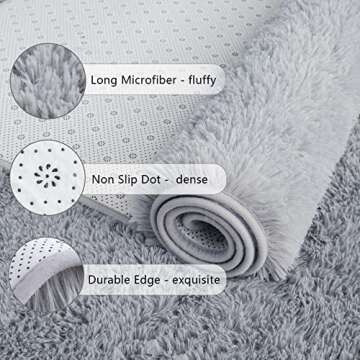 Chicrug Soft Runner Rugs for Bedroom Living Room Plush Fluffy Rug 2x6 Feet, Shag Furry Area Rug Carpet Non Shedding for Nursery Children Kids Girls Room Home Decorative, Grey