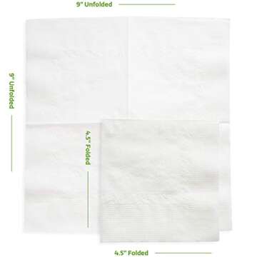 GUSTO [500 Count - 4.5 x 4.5 Folded] White Beverage Napkins - 1-Ply Bulk Cocktail Napkins, Restaurant Bar Paper Napkins and Party Napkins - 9x9 Unfolded (Formerly Comfy Package)