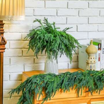 Jutom 12 Pcs Christmas Norfolk Pine Branches, Norfolk Pine Artificial Christmas Branches DIY Crafts Faux Christmas Norfolk Pine Branches for Xmas Indoor Outdoor Home Decor (18 Inches)