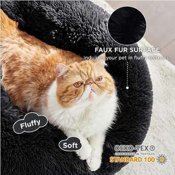 Bedsure Calming Cat Beds for Indoor Cats - 20 Inch Plush Bed