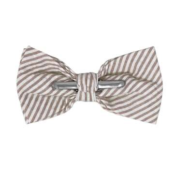 Jacob Alexander Men's Seersucker Striped Pattern Pre-tied Clip-On Bow Tie - Beige