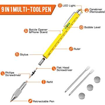 Gifts for Dad, 9 in 1 Multi Tool Pen, Fathers Day Dad Gifts from Daughter Son, Mens Gifts for Christmas, Cool Gadgets for Grandpa, Gifts for Men Who Have Everything