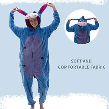 COSUSKET Unisex Donkey Onesie Pajamas - Flannel Halloween Costume