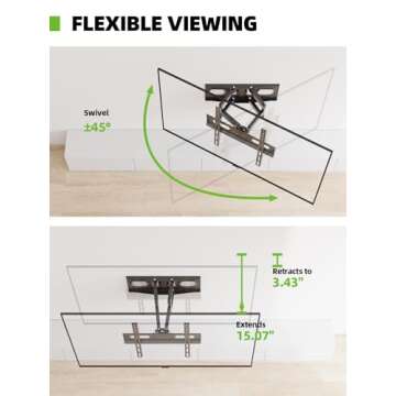 Full Motion TV Wall Mount for 32-65" Screens