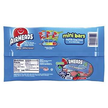 Airheads Mini Bars, Halloween Trick or Treat Candy Variety Bag, Individually Wrapped Bulk Candy for Adults & Kids, Party, Non-Melting, 12 oz Bag