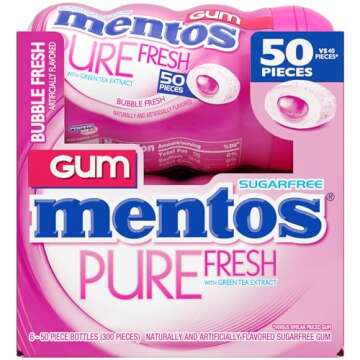 Mentos Pure Fresh Sugar-Free Chewing Gum - Bubble Fresh Flavor, 50 Count