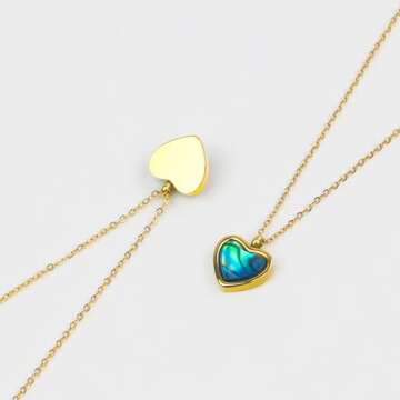 Charming Gold Heart Abalone Shell Necklace for Her