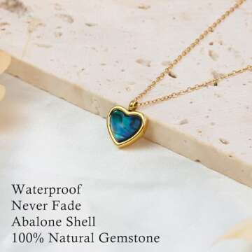 Charming Gold Heart Abalone Shell Necklace for Her