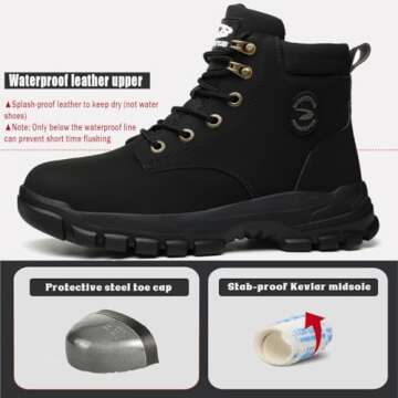 CORANSBER Steel Toe Boots for Men Women Safety Boots Indestructible Composite Toe Boots Lightweight Construction Steel Toe Shoes