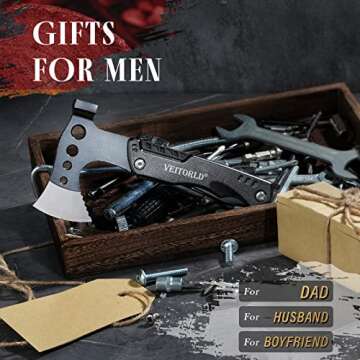 VEITORLD Gifts for Men Dad Husband, Unique Anniversary Birthday Gifts Idea for Men Him, Multitool Axe Hammer Camping Accessories, Survival Gear and Equipment, Cool Hunting Fishing Hiking Presents