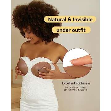 Niidor Self Adhesive Bra Push up Strapless Invisible Backless Sticky Bras Silicone Bra for Women-Brown-A