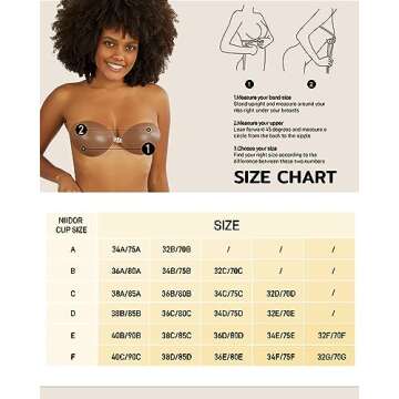 Niidor Self Adhesive Bra Push up Strapless Invisible Backless Sticky Bras Silicone Bra for Women-Brown-A