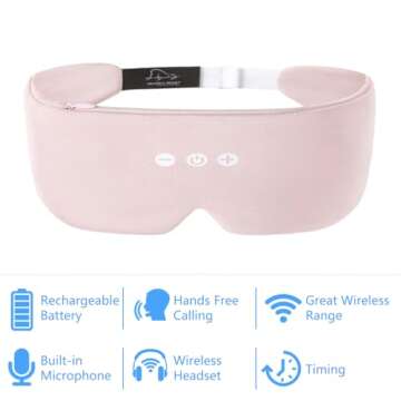 ALASKA BEAR Sleep Headphone Headband Bluetooth 5.2 HD Stereo Noise Reduction 3D Eye Mask for Sleeping Eye Contour Built-in Mask w/Thin Speakers Wireless Audio Sports Headgear(Light Pink)