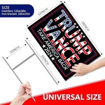 Trump Vance 2024 Yard Signs,18x12In Double-Sided "Trump Vance Make America Great Again" Campaign Signs With H-Stakes Trump Vance Placard Sign For Outdoor Garden Lawn Parade Handheld Rally Decorations