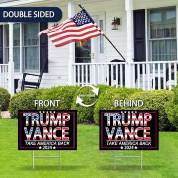 Trump Vance 2024 Yard Signs,18x12In Double-Sided "Trump Vance Make America Great Again" Campaign Signs With H-Stakes Trump Vance Placard Sign For Outdoor Garden Lawn Parade Handheld Rally Decorations