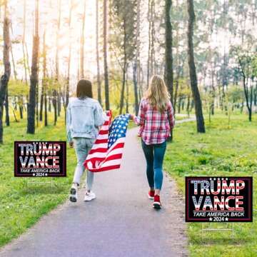 Trump Vance 2024 Yard Signs,18x12In Double-Sided "Trump Vance Make America Great Again" Campaign Signs With H-Stakes Trump Vance Placard Sign For Outdoor Garden Lawn Parade Handheld Rally Decorations