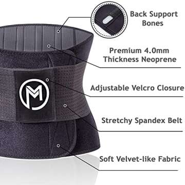 MERMAID'S MYSTERY Waist Trimmer for Women and Men - Sweat Bands for Stomach - Sweat Belt for High-Intensity Training Workouts - Black M