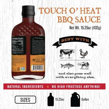 Rufus Teague - Touch O' Heat BBQ Sauce - Premium Barbecue Sauce - 15.25 oz. Bottles - 2 Pack