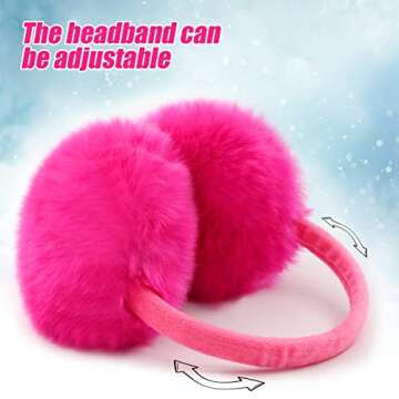 FSTEOE Winter Ear Muffs Women Warm Earmuffs Girls Ear Warmer Soft Plush Outdoor Plush Adjustable Ear Cover (Rose)