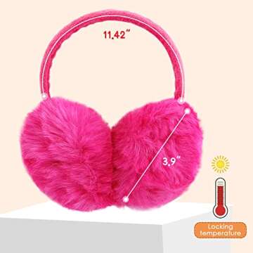 FSTEOE Winter Ear Muffs Women Warm Earmuffs Girls Ear Warmer Soft Plush Outdoor Plush Adjustable Ear Cover (Rose)