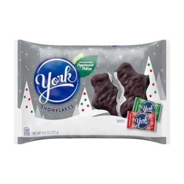 YORK Dark Chocolate Peppermint Patties Snowflakes, Christmas Candy Bag, 9.6 oz