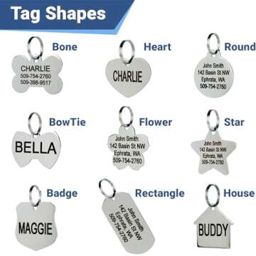 GoTags Stainless Steel Pet ID Tags, Personalized Dog Tags and Cat Tags, up to 8 Lines of Custom Text, Engraved on Both Sides, in Bone, Round, Heart, Bowtie and More (Dog Bone, Regular (Pack of 1))