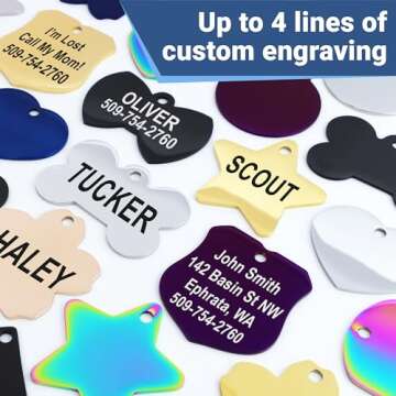 GoTags Stainless Steel Pet ID Tags, Personalized Dog Tags and Cat Tags, up to 8 Lines of Custom Text, Engraved on Both Sides, in Bone, Round, Heart, Bowtie and More (Dog Bone, Regular (Pack of 1))